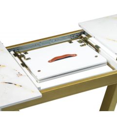 Стол стеклянный Бугун 120(160)х80х77 белый / золото в Миассе - miass.mebel24.online | фото 6