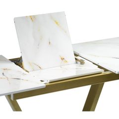Стол стеклянный Бугун 120(160)х80х77 белый / золото в Миассе - miass.mebel24.online | фото 7