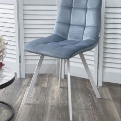Стул CHILLI SQUARE G108-56 пудровый синий, велюр/ белый каркас М-City в Миассе - miass.mebel24.online | фото 6