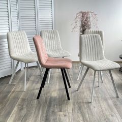 Стул ELVIS WZ2042-01 молочный фактурный велюр / белый каркас М-City в Миассе - miass.mebel24.online | фото 2