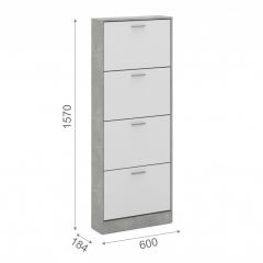 Тумба для обуви 600 4-х дверная Ателье светлый/Белый в Миассе - miass.mebel24.online | фото 2