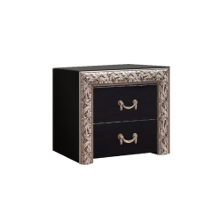 Тумба прикроватная (2 ящика) Тиффани Premium черная/серебро (ТФТП-2(П) в Миассе - miass.mebel24.online | фото 1