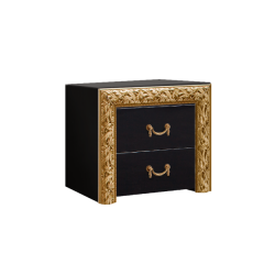 Тумба прикроватная (2 ящика)Тиффани Premium черная/золото (ТФТП-1(П) в Миассе - miass.mebel24.online | фото 1