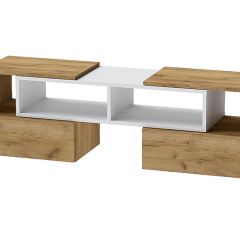 Тумба раздвижная (ЛДСП дуб крафт золотой/белый) в Миассе - miass.mebel24.online | фото