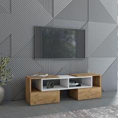 Тумба раздвижная (ЛДСП дуб крафт золотой/белый) в Миассе - miass.mebel24.online | фото 3