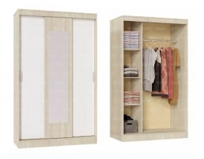 БАРИ Шкаф-купе с зеркалом (1300) Дуб Сонома/Белый в Миассе - miass.mebel24.online | фото 1