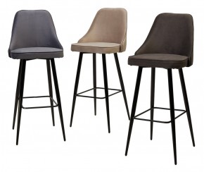 Барный стул NEPAL-BAR СЕРЫЙ #27, велюр/ черный каркас (H=78cm) М-City в Миассе - miass.mebel24.online | фото 2