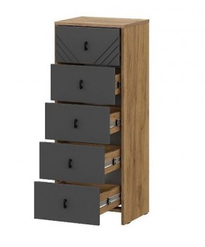 БАЙКАЛ Комод (5 ящиков) Графит/Дуб золотой в Миассе - miass.mebel24.online | фото 2