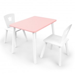 Детский комплект стол и два стула «Корона» Rolti Baby (розовый/белый, массив березы/мдф) в Миассе - miass.mebel24.online | фото