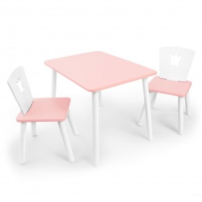 Детский комплект стол и два стула «Корона» Rolti Baby (розовый/розовый, массив березы/мдф) в Миассе - miass.mebel24.online | фото