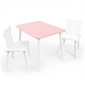Детский комплект стол и два стула «Мишка» Rolti Baby (розовый/белый, массив березы/мдф) в Миассе - miass.mebel24.online | фото
