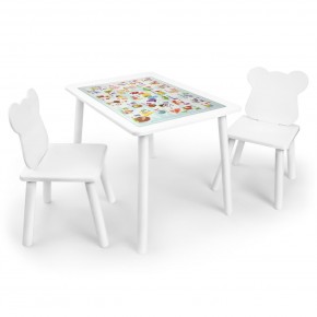 Детский комплект стол и два стула Мишка Rolti Baby с накладкой Алфавит (белая столешница/белое сиденье/белые ножки) в Миассе - miass.mebel24.online | фото