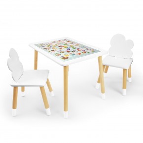 Детский комплект стол и два стула Облачко Rolti Baby с накладкой Алфавит (белая столешница/белое сиденье/береза ножки) в Миассе - miass.mebel24.online | фото