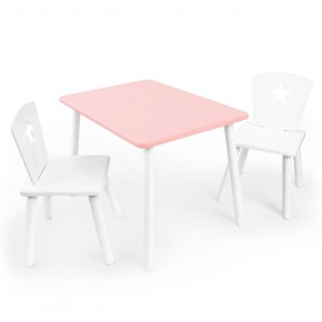 Детский комплект стол и два стула «Звезда» Rolti Baby (розовый/белый, массив березы/мдф) в Миассе - miass.mebel24.online | фото