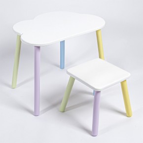 Детский комплект стол ОБЛАЧКО  и табурет Rolti Baby (белая столешница/белое сиденье/цветные ножки) в Миассе - miass.mebel24.online | фото
