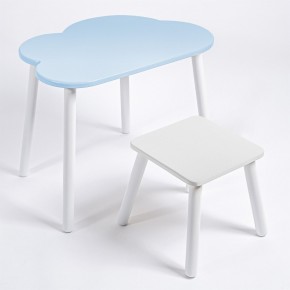 Детский комплект стол ОБЛАЧКО  и табурет Rolti Baby (голубая столешница/белое сиденье/белые ножки) в Миассе - miass.mebel24.online | фото