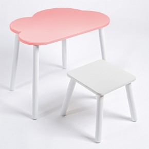 Детский комплект стол ОБЛАЧКО  и табурет Rolti Baby (розовая столешница/белое сиденье/белые ножки) в Миассе - miass.mebel24.online | фото