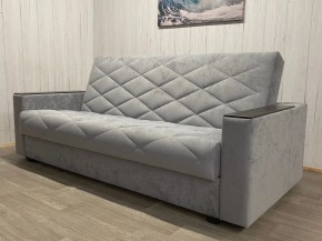 Диван Престиж-15 (НПБ+МДФ) велюр Sensey silver в Миассе - miass.mebel24.online | фото 2
