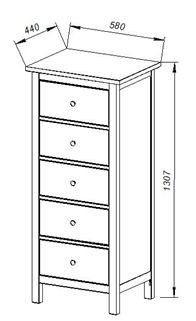 Комод 05 Кантри белый с пятью ящиками в Миассе - miass.mebel24.online | фото 3