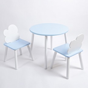 Комплект детский стол КРУГЛЫЙ и два стула ОБЛАЧКО ROLTI Baby (голубая столешница/голубое сиденье/белые ножки) в Миассе - miass.mebel24.online | фото 1