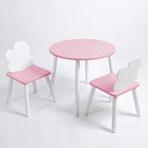 Комплект детский стол КРУГЛЫЙ и два стула ОБЛАЧКО ROLTI Baby (розовая столешница/розовое сиденье/белые ножки) в Миассе - miass.mebel24.online | фото