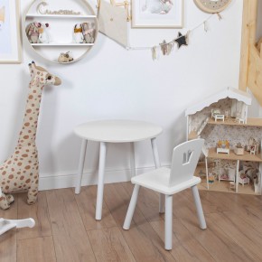 Комплект детский стол КРУГЛЫЙ и стул КОРОНА ROLTI Baby (белая столешница/белое сиденье/белые ножки) в Миассе - miass.mebel24.online | фото