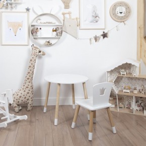Комплект детский стол КРУГЛЫЙ и стул КОРОНА ROLTI Baby (белая столешница/белое сиденье/береза ножки) в Миассе - miass.mebel24.online | фото