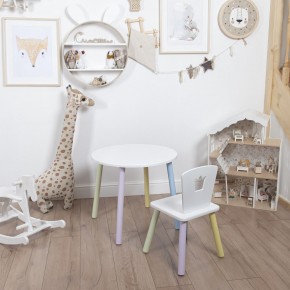Комплект детский стол КРУГЛЫЙ и стул КОРОНА ROLTI Baby (белая столешница/белое сиденье/цветные ножки) в Миассе - miass.mebel24.online | фото