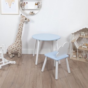 Комплект детский стол КРУГЛЫЙ и стул ОБЛАЧКО ROLTI Baby (голубая столешница/голубое сиденье/белые ножки) в Миассе - miass.mebel24.online | фото