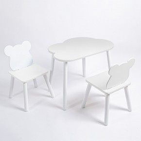 Комплект детский стол ОБЛАЧКО и два стула МИШКА ROLTI Baby (белая столешница/белое сиденье/белые ножки) в Миассе - miass.mebel24.online | фото