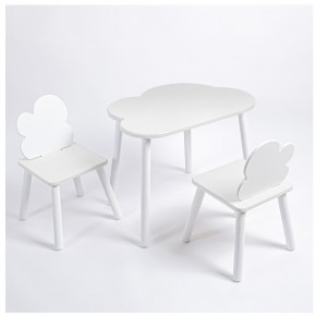 Комплект детский стол ОБЛАЧКО и два стула ОБЛАЧКО ROLTI Baby (белая столешница/белое сиденье/белые ножки) в Миассе - miass.mebel24.online | фото