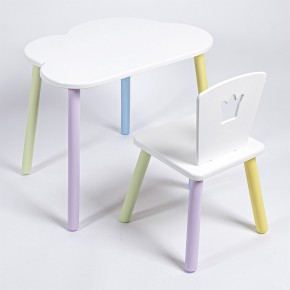 Комплект детский стол ОБЛАЧКО и стул КОРОНА ROLTI Baby (белая столешница/белое сиденье/цветные ножки) в Миассе - miass.mebel24.online | фото