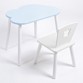 Комплект детский стол ОБЛАЧКО и стул КОРОНА ROLTI Baby (голубая  столешница/белое сиденье/белые ножки) в Миассе - miass.mebel24.online | фото 1