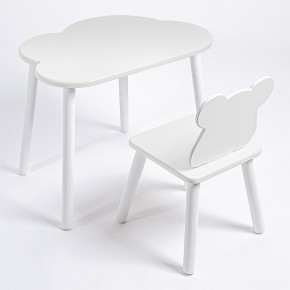 Комплект детский стол ОБЛАЧКО и стул МИШКА ROLTI Baby (белая столешница/белое сиденье/белые ножки) в Миассе - miass.mebel24.online | фото