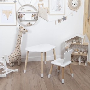 Комплект детский стол ОБЛАЧКО и стул МИШКА ROLTI Baby (белая столешница/белое сиденье/береза ножки) в Миассе - miass.mebel24.online | фото