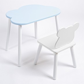 Комплект детский стол ОБЛАЧКО и стул МИШКА ROLTI Baby (голубая столешница/белое сиденье/белые ножки) в Миассе - miass.mebel24.online | фото 1