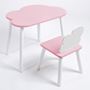 Комплект детский стол ОБЛАЧКО и стул ОБЛАЧКО ROLTI Baby (розовая столешница/розовое сиденье/белые ножки) в Миассе - miass.mebel24.online | фото