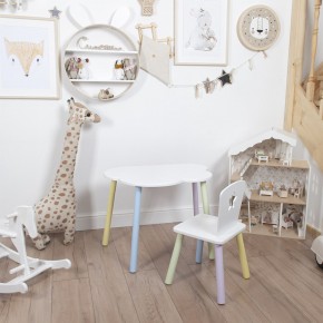 Комплект детский стол ОБЛАЧКО и стул ЗВЕЗДА ROLTI Baby (белая столешница/белое сиденье/цветные ножки) в Миассе - miass.mebel24.online | фото