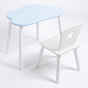 Комплект детский стол ОБЛАЧКО и стул ЗВЕЗДА ROLTI Baby (голубая столешница/белое сиденье/белые ножки) в Миассе - miass.mebel24.online | фото