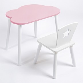 Комплект детский стол ОБЛАЧКО и стул ЗВЕЗДА ROLTI Baby (розовая столешница/белое сиденье/белые ножки) в Миассе - miass.mebel24.online | фото