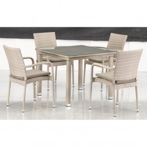 Комплект плетеной мебели T257C/Y376C-W85 Latte (4+1) + подушки на стульях в Миассе - miass.mebel24.online | фото