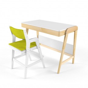Комплект растущий стол и стул с чехлом 38 попугаев «Вуди» (Белый, Белый, Грин) в Миассе - miass.mebel24.online | фото