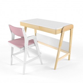 Комплект растущий стол и стул с чехлом 38 попугаев «Вуди» (Белый, Белый, Розовый) в Миассе - miass.mebel24.online | фото