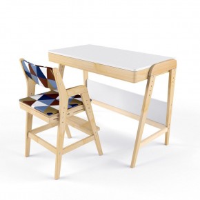 Комплект растущий стол и стул с чехлом 38 попугаев «Вуди» (Белый, Береза, Ромбусы) в Миассе - miass.mebel24.online | фото