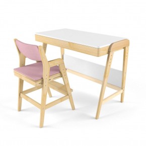 Комплект растущий стол и стул с чехлом 38 попугаев «Вуди» (Белый, Береза, Розовый) в Миассе - miass.mebel24.online | фото
