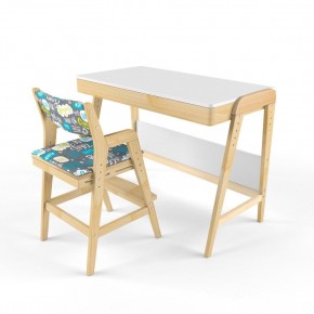 Комплект растущий стол и стул с чехлом 38 попугаев «Вуди» (Белый, Береза, Салют) в Миассе - miass.mebel24.online | фото