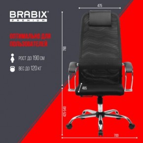 Кресло BRABIX PREMIUM "Ultimate EX-800" хром, плотная двойная сетка Х2, черное, 532911 в Миассе - miass.mebel24.online | фото 6