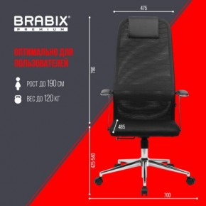 Кресло BRABIX PREMIUM "Ultimate EX-801" хром, плотная двойная сетка Х2, черное, 532917 в Миассе - miass.mebel24.online | фото 7