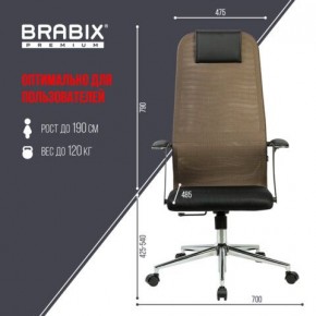 Кресло BRABIX PREMIUM "Ultimate EX-801" хром, плотная двойная сетка Х2, черное/коричневое, 532920 в Миассе - miass.mebel24.online | фото 6