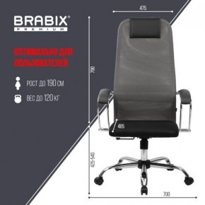 Кресло офисное BRABIX PREMIUM "Ultimate EX-800" хром, плотная двойная сетка Х2, черное/серое, 532912 в Миассе - miass.mebel24.online | фото 3